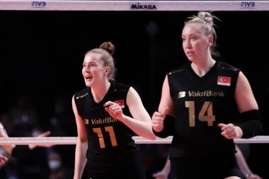 ANKARA, TURKEY - 18 Aralık 2021 Fenerbahçe Opet 'te Isabelle Haak, Beşli Voleybol Kadınlar Kulübü Dünya Şampiyonası' nda Vakıfbank Yarı Finali 'ne karşı