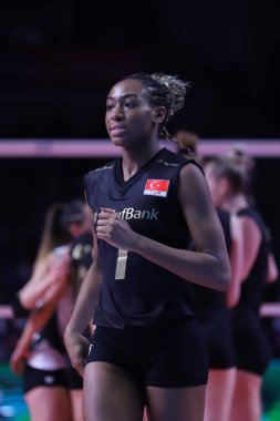 ANKARA, TURKEY - 18 Aralık 2021: Fenerbahçe Opet 'te Chiaka Ogbogu, Beşli Voleybol Kadınlar Kulübü Dünya Şampiyonası Vakfı Yarı Finali' ne karşı