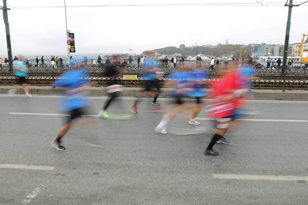 Istanbul Turkey November 2021 Idrottare Som Går Istanbul Maraton Som — Stockfoto