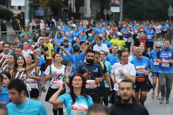 Istanbul Turkey Listopad 2021 Sportowcy Startujący Maraton Stambule Który Obejmuje — Zdjęcie stockowe
