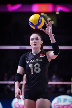ANKARA, TURKEY - 18 Aralık 2021: Fenerbahçe Opet 'te Zehra Gunes, Beşli Voleybol Kadınlar Kulübü Dünya Şampiyonası Vakıf Yarı Finali karşılaşması