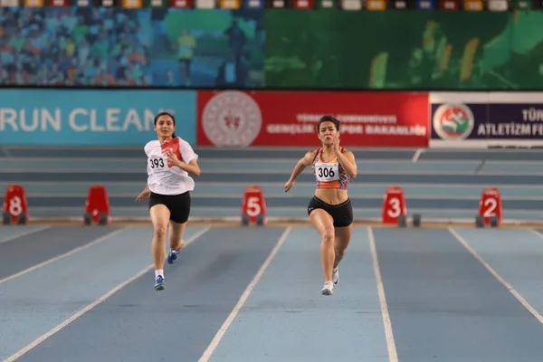 Istanbul Turkey December 2021 Athletes Running Metres Turkish Athletic Federation —  Fotos de Stock