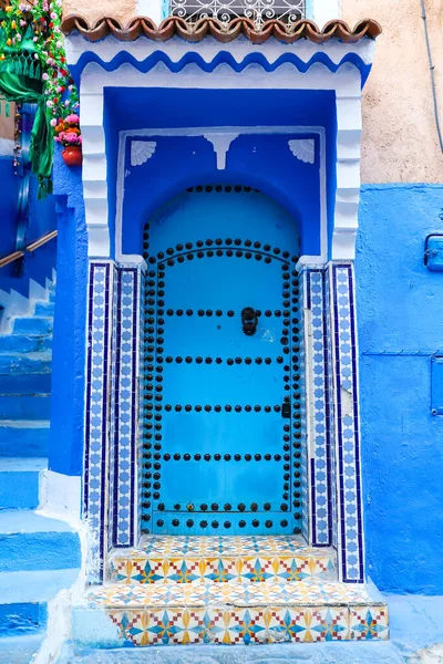 Dveře Domu Chefchaouen City Maroko — Stock fotografie