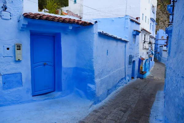 Une Rue Blue Chefchaouen City Maroc — Photo