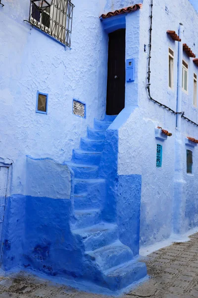 Street Blue Chefchaouen City Marruecos —  Fotos de Stock