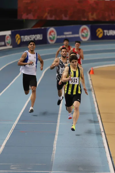 Istanbul Turkey December 2021 Athletes Running Turkish Athletic Federation Indoor — Foto de Stock