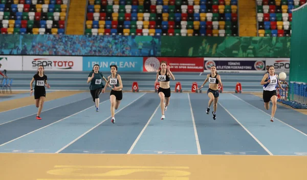 Istanbul Turkey December 2021 Athletes Running Metres Turkish Athletic Federation — стокове фото