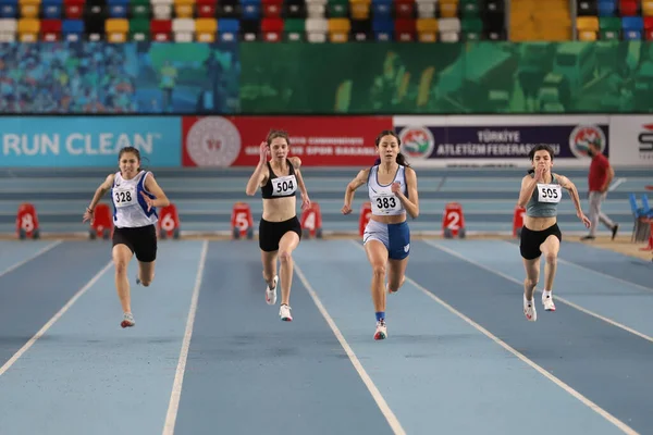 Istanbul Turkey December 2021 Athletes Running Metres Turkish Athletic Federation — Foto Stock