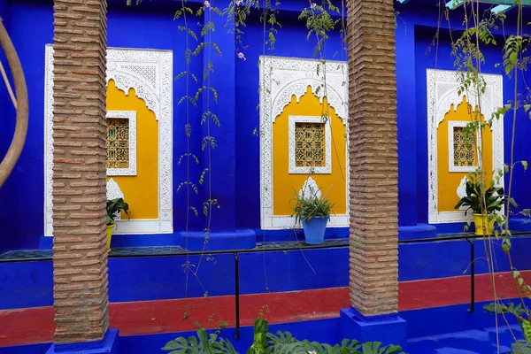Blue Villa House Majorelle Garden Marrakech City Morocco — Zdjęcie stockowe