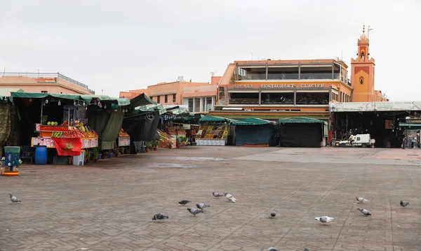 Marrakesh Marruecos Noviembre 2021 Jemaa Fnaa Vacía Donde Plaza Principal —  Fotos de Stock