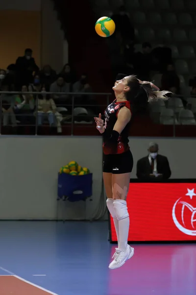 Istanbul Turquía Diciembre 2021 Seyma Ercan Sirve Durante Partido Volley — Foto de Stock