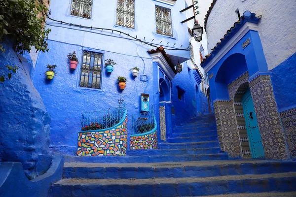 Street Blue Chefchaouen City Marruecos —  Fotos de Stock