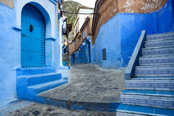 Street Blue Chefchaouen City Marruecos — Foto de Stock