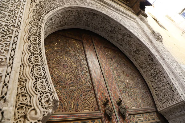 Door Building Fez City Morocco — стокове фото