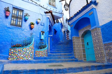 Blue Chefchaouen City, Fas 'ta bir sokak.