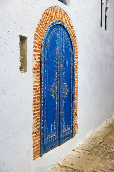 Dveře Domu Chefchaouen City Maroko — Stock fotografie
