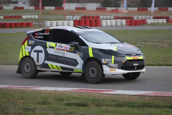 Kocaeli Turkey December 2021 Okan Tanriverdi Drives Ford Fiesta Castrol — Stock Photo, Image