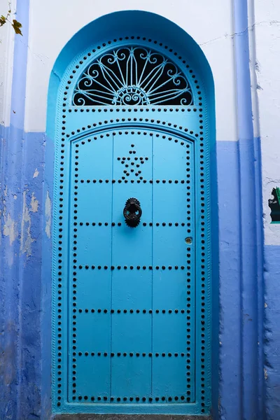 Dveře Domu Chefchaouen City Maroko — Stock fotografie