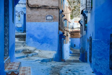 Blue Chefchaouen City, Fas 'ta bir sokak.