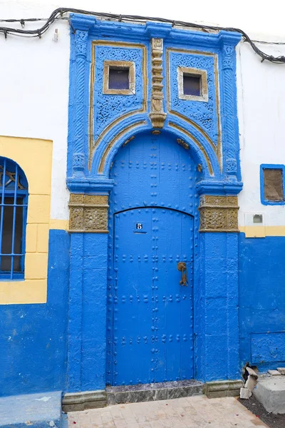 Door Building Kasbah Udayas Rabat City Morocco — Zdjęcie stockowe