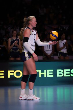 ANKARA, TURKEY - 19 Aralık 2021: Kathryn Plummer, Beşli Voleybol Kadınlar Dünya Kulüpler Şampiyonası 'nda Vakıfbank-Imoco Volley Conegliano final maçında yer aldı.