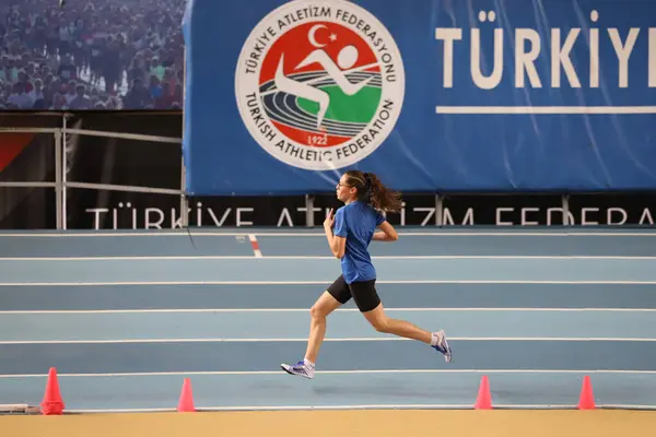Istanbul Turkey Prosinec 2021 Neurčený Sportovec Běžící Během Olympijských Soutěží — Stock fotografie
