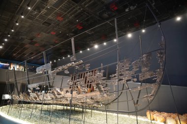 Bodrum Kalesi 'nde yeniden inşa edilen gemi enkazı, Mugla Şehri, Türkiye