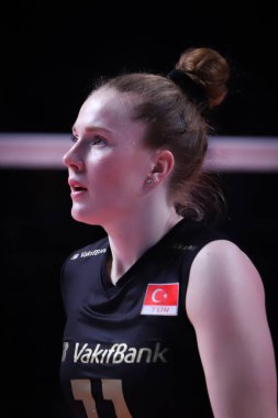 ANKARA, TURKEY - 19 Aralık 2021 Vakifbank 'ta Isabelle Haak, Imoco Volley Conegliano' ya karşı Beşli Voleybol Kadınlar Kulübü Dünya Şampiyonası final maçı