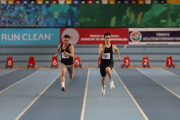 Istanbul Turkey December 2021 Athletes Running Metres Turkish Athletic Federation — Stock Photo, Image