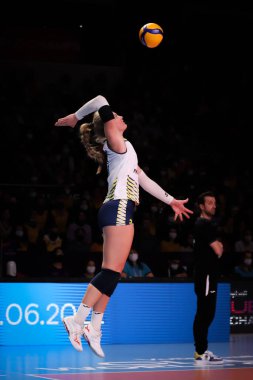 ANKARA, TURKEY - 19 Aralık 2021: Kathryn Plummer, Beşli Voleybol Kadınlar Dünya Kulüpler Şampiyonası 'nda Vakıfbank-Imoco Volley Conegliano final maçında yer aldı.