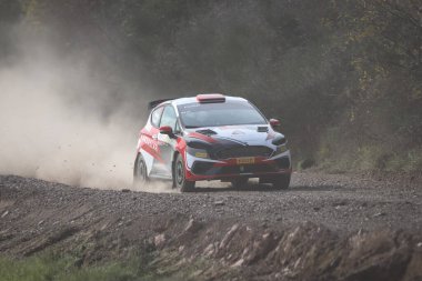 KOCAELI, TURKEY - 26 Aralık 2021: Erol Akbas, Türkiye Rallycross Şampiyonası sırasında Ford Fiesta Rally3 takımını sürdü.