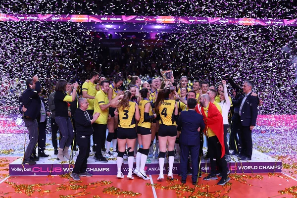 Ankara Turquía Diciembre 2021 Vakifbank Jugadores Ganadores Del Campeonato Mundial — Foto de Stock