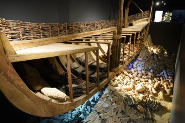 Reconstructed shipwreck in Bodrum Castle, Mugla City, Turkey clipart