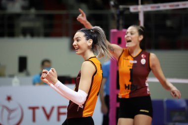 ISTANBUL, TURKEY - 15 Ocak 2022: Galatasaray 'da Alexia Ioana Carutasu, Burhan Felek Spor Salonu' nda Aydın Buyuksehir Belediyespor 'a karşı