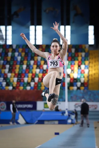 Istanbul Turkey January 2022 Undefined Athlete Long Jumping Turkish Athletic — Fotografia de Stock