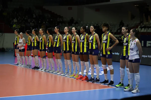 Istanbul Turkey February 2022 Fenerbahce Opet Players Posing Beziers Volley — Foto de Stock