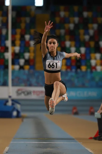 Istanbul Turkey February 2022 Undefined Athlete Triple Jumping Turkey Olympic —  Fotos de Stock