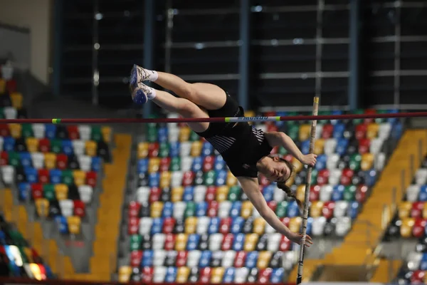 Istanbul Turkey February 2022 Undefined Athlete Pole Vaulting Turkey Olympic — ストック写真