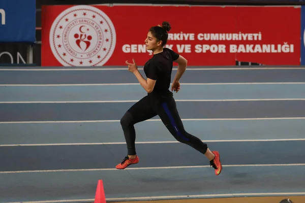Istanbul Turkey February 2022 Undefined Athlete Running Turkish Indoor Athletics — Stockfoto