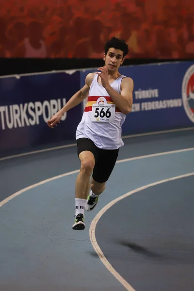 Istanbul Turkey February 2022 Undefined Athlete Running Turkish Indoor Athletics — Fotografia de Stock