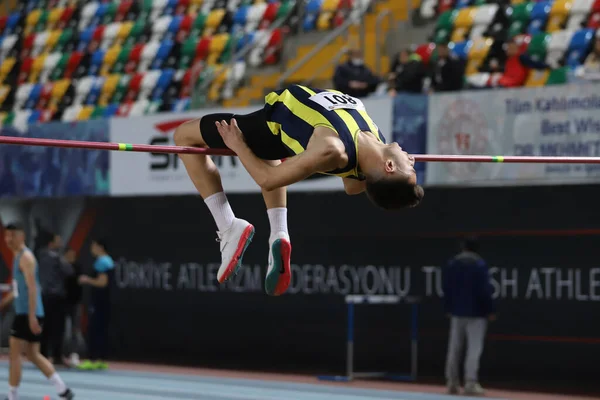 Istanbul Turkey February 2022 Undefined Athlete High Jumping Turkish Indoor — стоковое фото