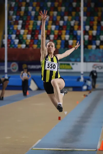 Istanbul Turkey February 2022 Undefined Athlete Long Jumping Turkish Indoor — Stock Photo, Image