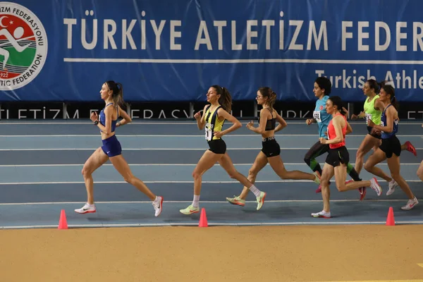 Istanbul Turkey February 2022 Athletes Running Turkish Indoor Athletics Championships — ストック写真