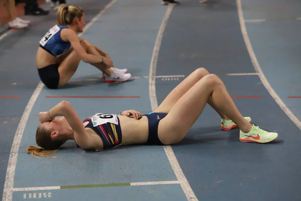 Istanbul Turkey March 2022 Athletes Running Balkan Athletics Indoor Championships — Fotografia de Stock