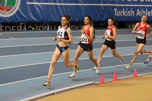 Istanbul Turkey March 2022 Athletes Running Balkan Athletics Indoor Championships —  Fotos de Stock