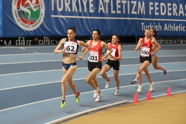 Istanbul Turkey March 2022 Athletes Running Balkan Athletics Indoor Championships — Stok fotoğraf