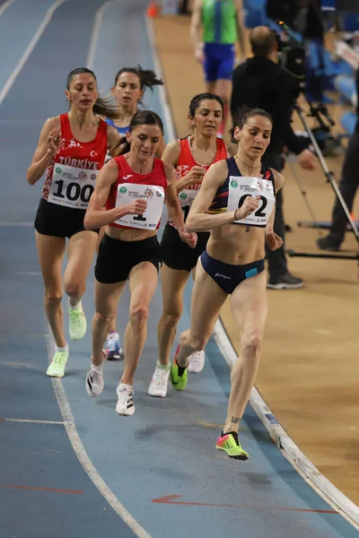 Istanbul Turkey March 2022 Athletes Running Balkan Athletics Indoor Championships —  Fotos de Stock