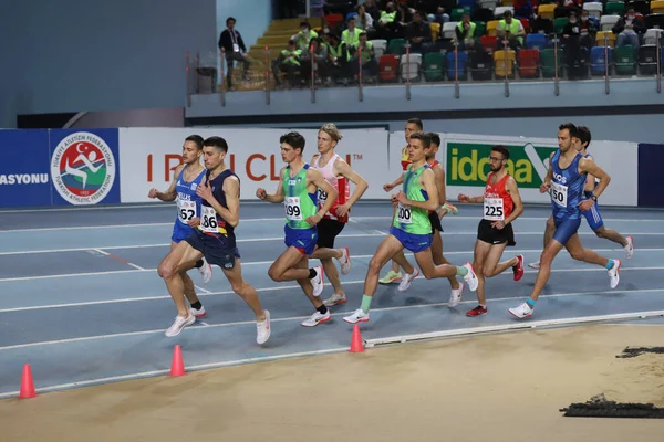 Istanbul Turkey March 2022 Athletes Running Balkan Athletics Indoor Championships — Stok fotoğraf