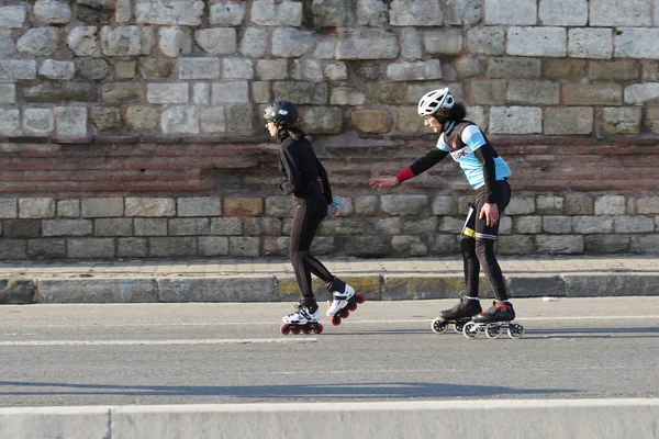 Istanbul Turkey March 2022 Skaters Istanbul Half Marathon — Zdjęcie stockowe