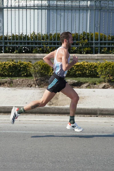 Istanbul Turkey November 2021 Athlete Running Istanbul Half Marathon Historic — ストック写真